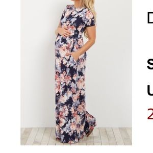 Pink Blush Short Sleeve Floral Maxi